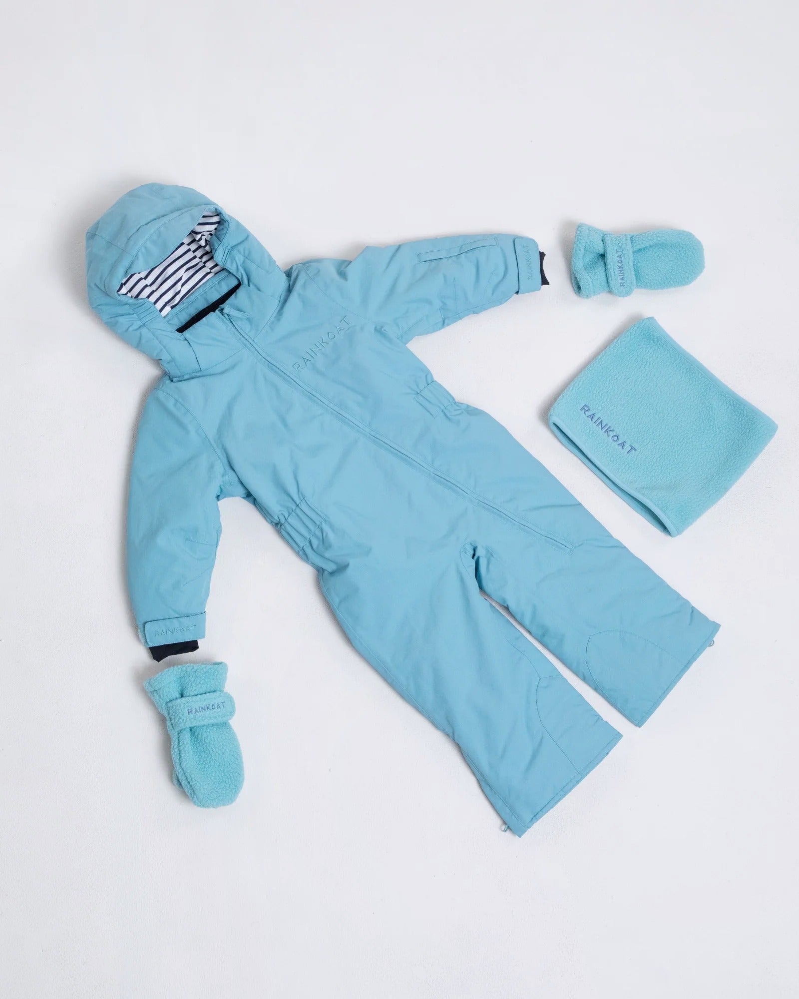 Kids waterproof ski suit in Aqua Blue | Rainkoat
