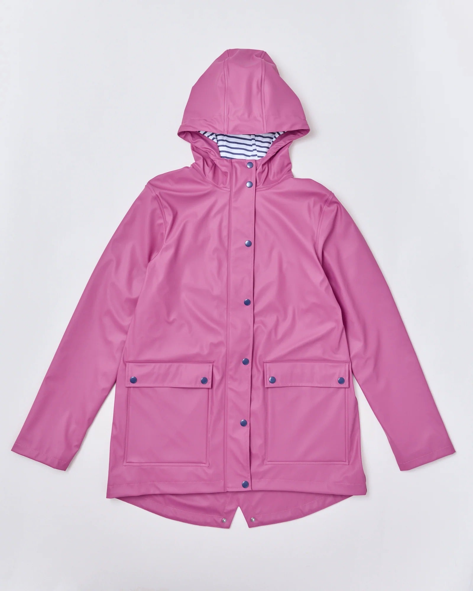 Adult waterproof Stripy Sailor raincoat in Wild Berry | Rainkoat