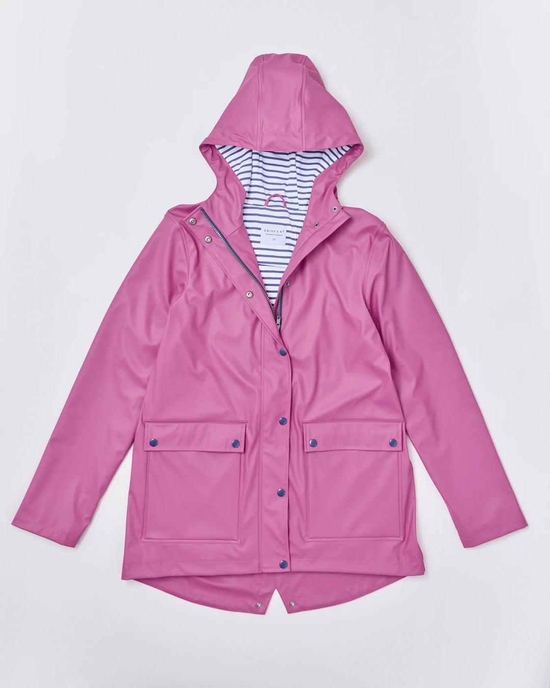 Adult waterproof Stripy Sailor raincoat in Wild Berry | Rainkoat