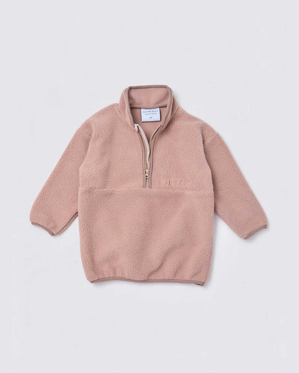 Kids quarter zip fleece in Light Brown | Rainkoat