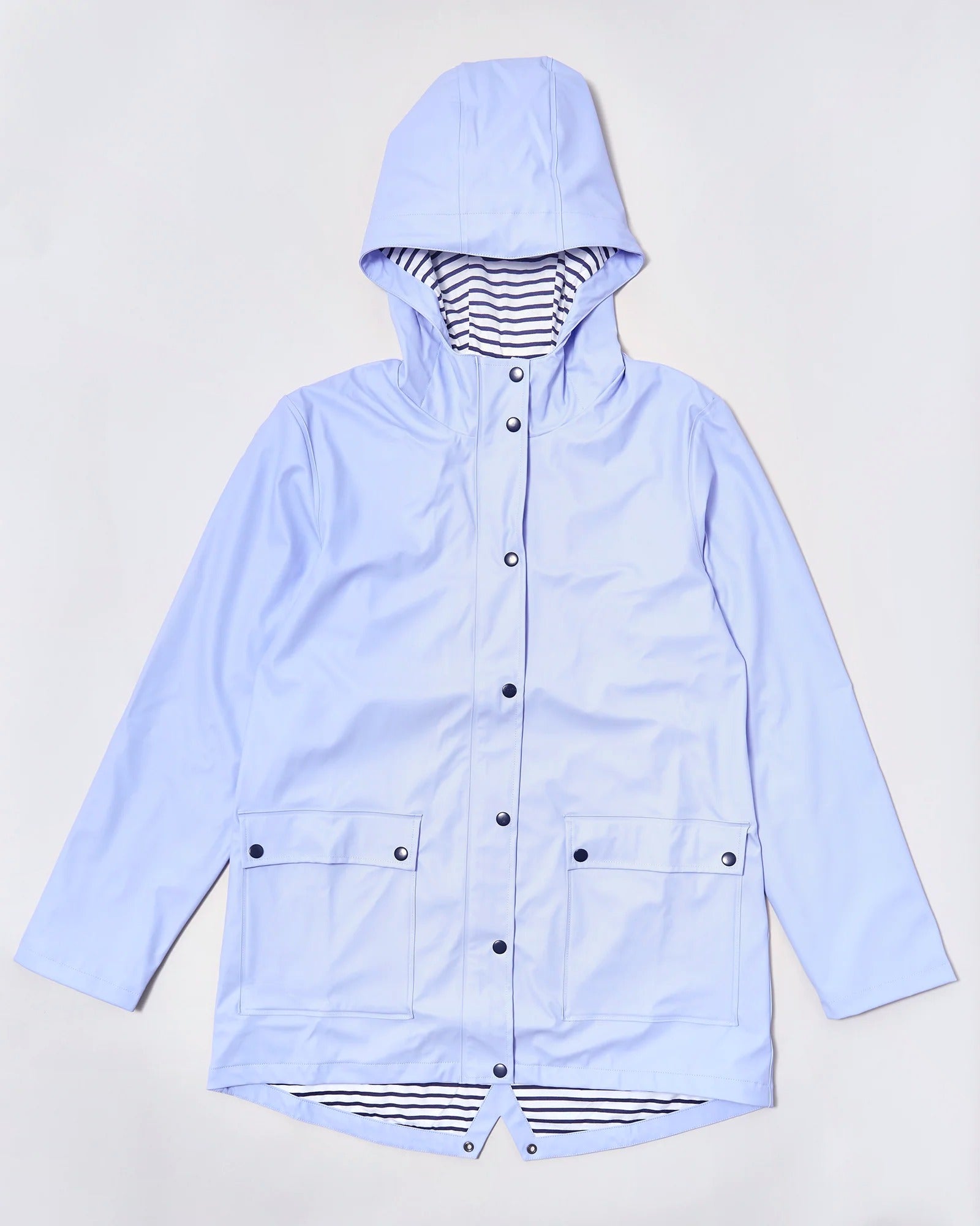 Adult waterproof Stripy Sailor raincoat in Lavender | Rainkoat