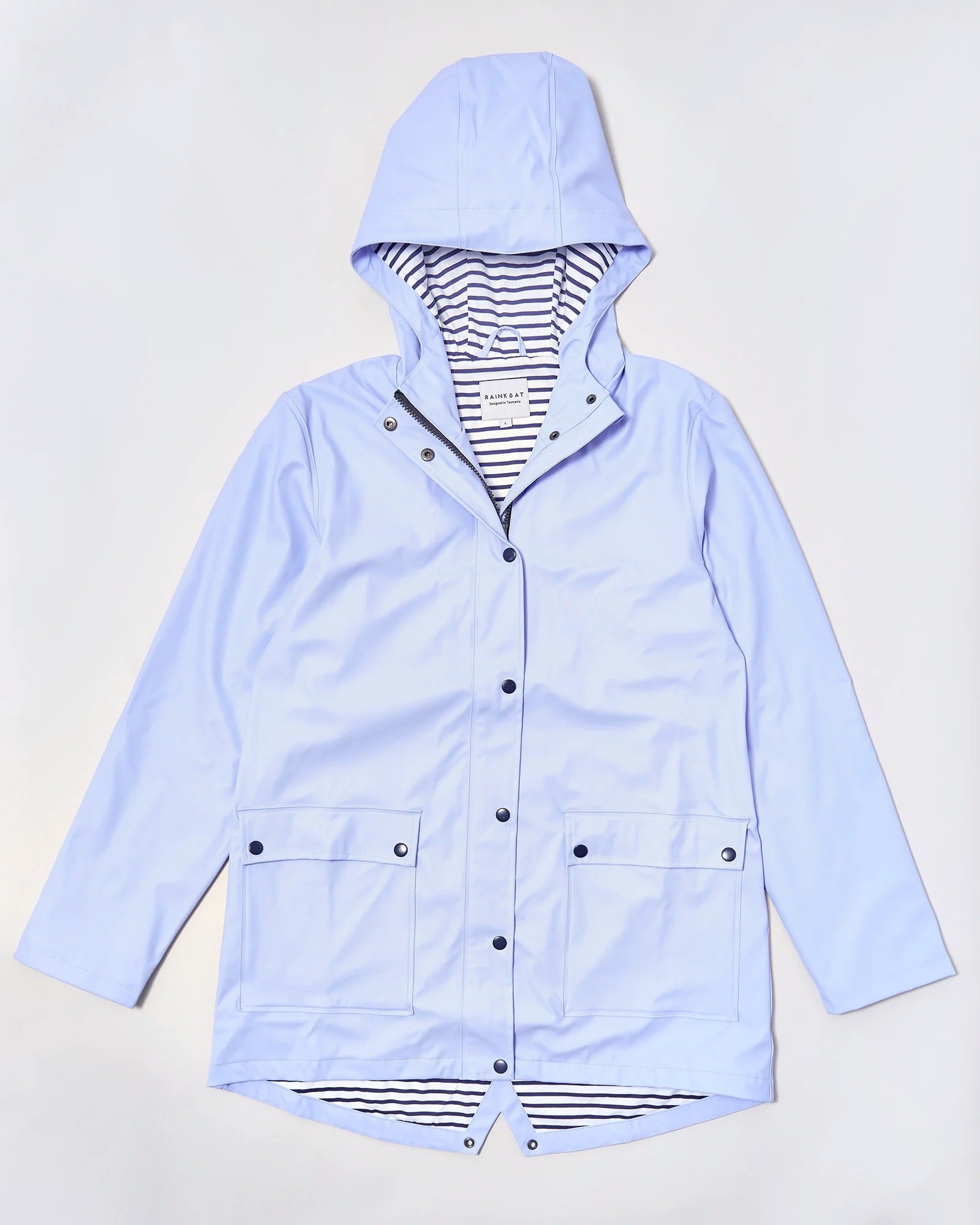 Adult waterproof Stripy Sailor raincoat in Lavender | Rainkoat