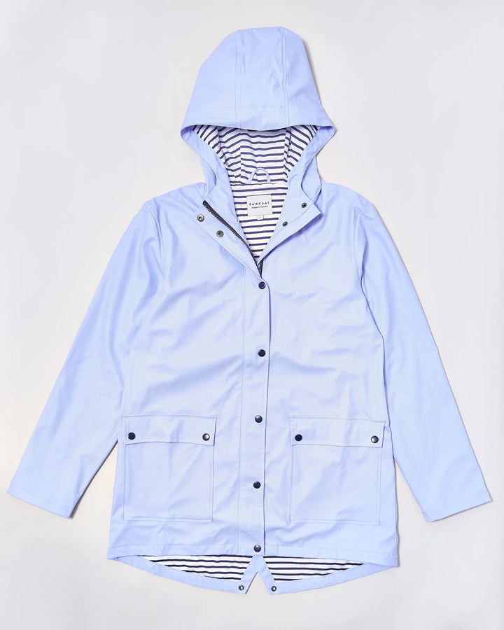 Adult waterproof Stripy Sailor raincoat in Lavender | Rainkoat