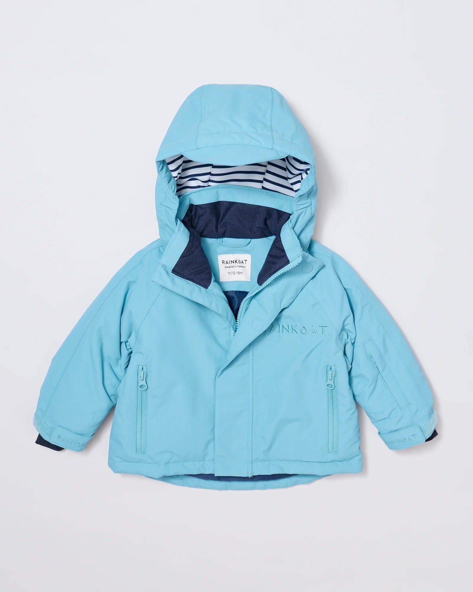 Kids waterproof ski jacket in Aqua Blue | Rainkoat