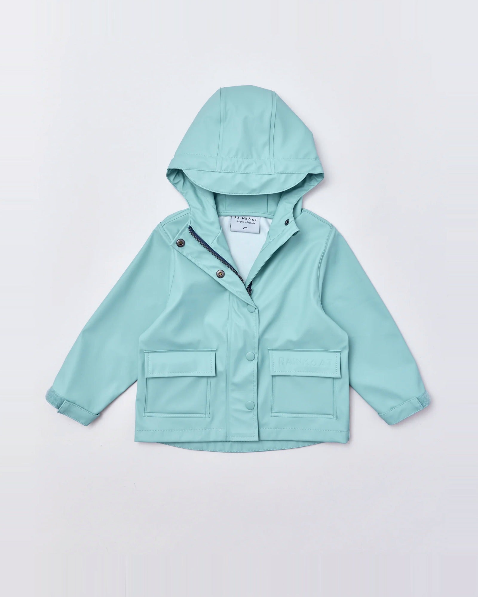 Kids waterproof Minimac raincoat in Seafoam | Rainkoat