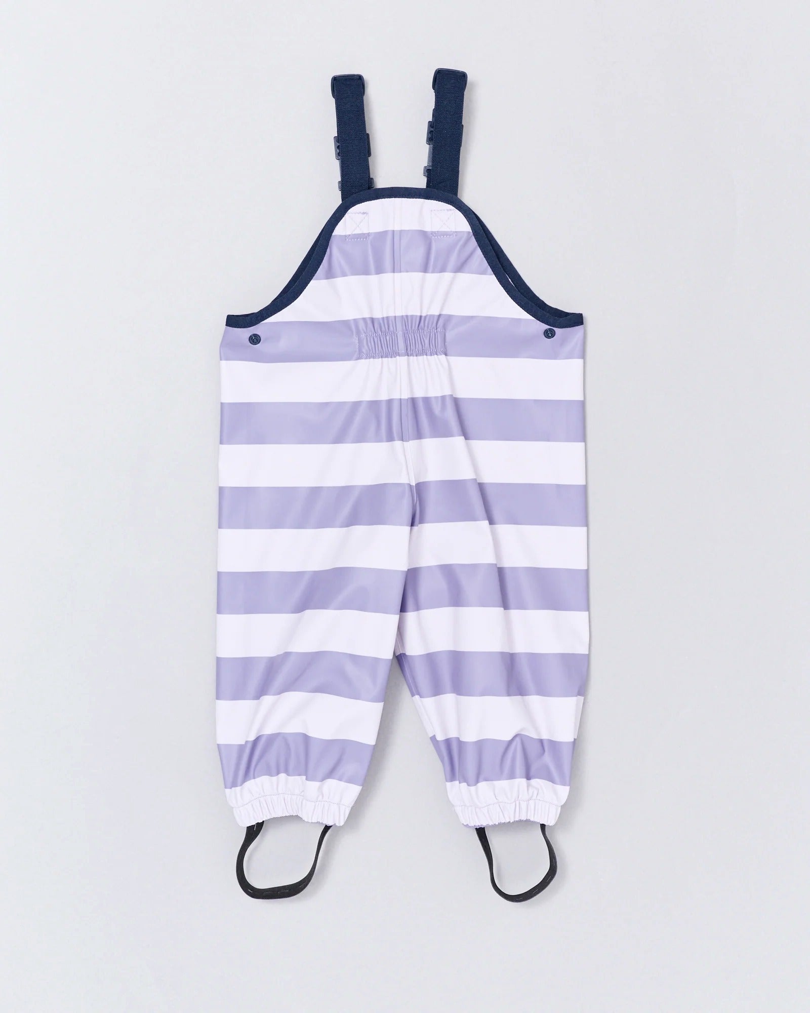 Kids waterproof overalls in Purple Stripe | Rainkoat