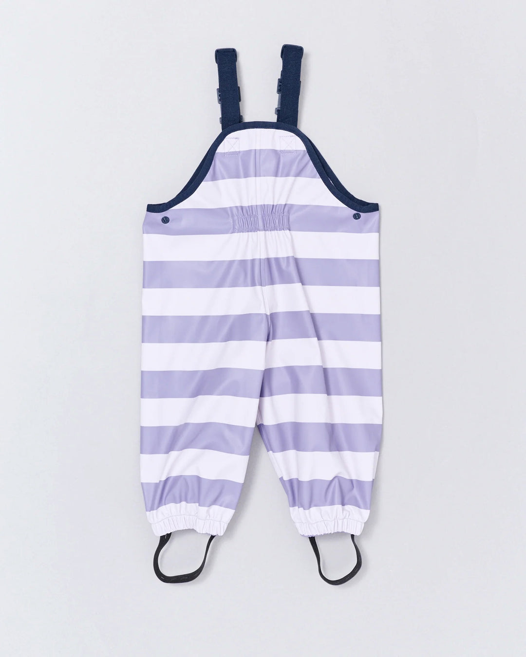 Kids waterproof overalls in Purple Stripe | Rainkoat