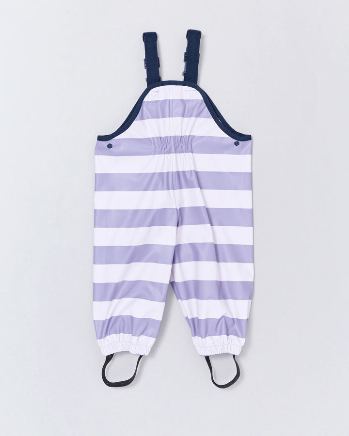 Kids waterproof overalls in Purple Stripe | Rainkoat