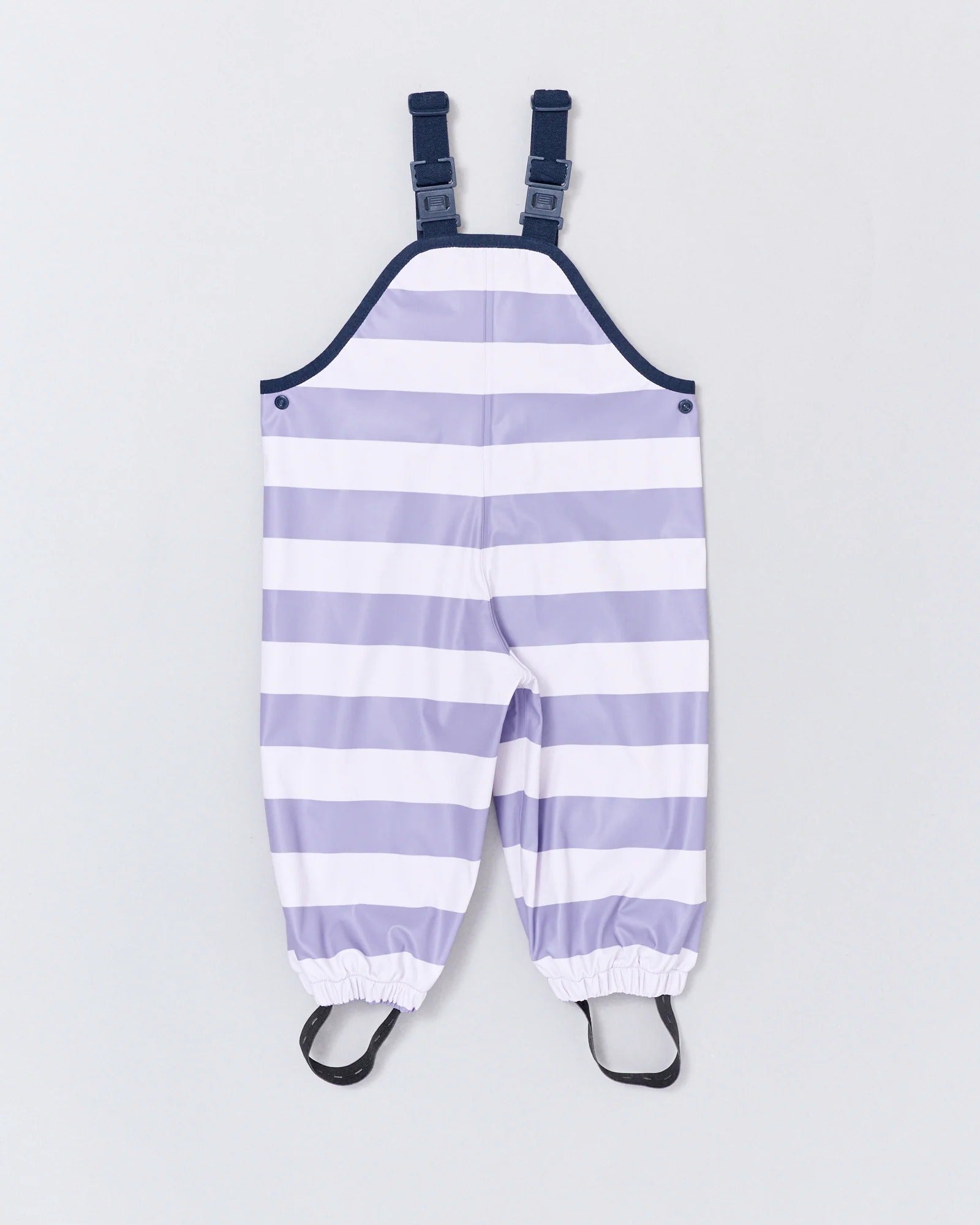 Kids waterproof overalls in Purple Stripe | Rainkoat
