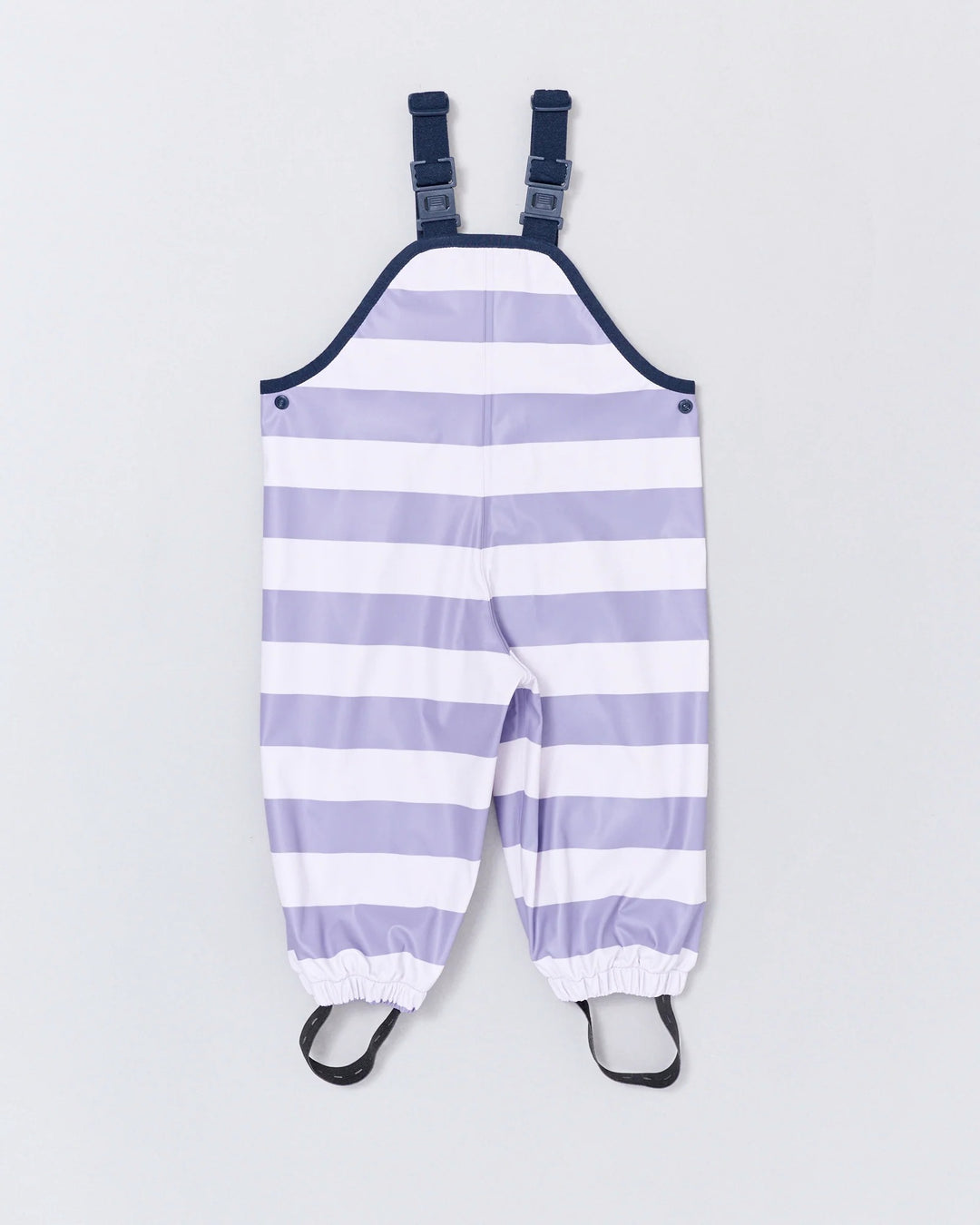 Kids waterproof overalls in Purple Stripe | Rainkoat