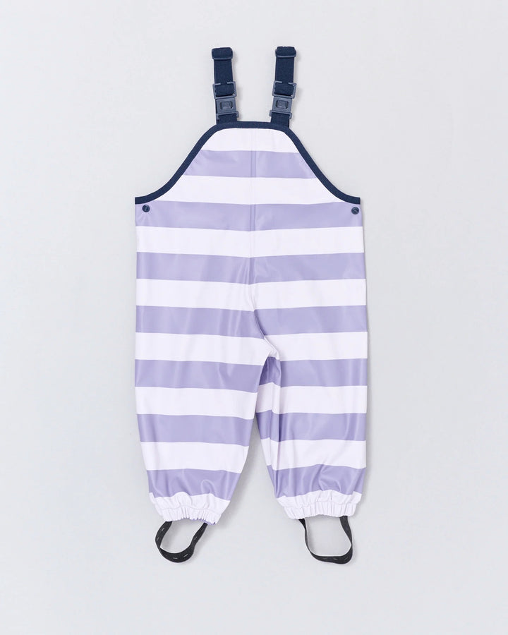 Kids waterproof overalls in Purple Stripe | Rainkoat