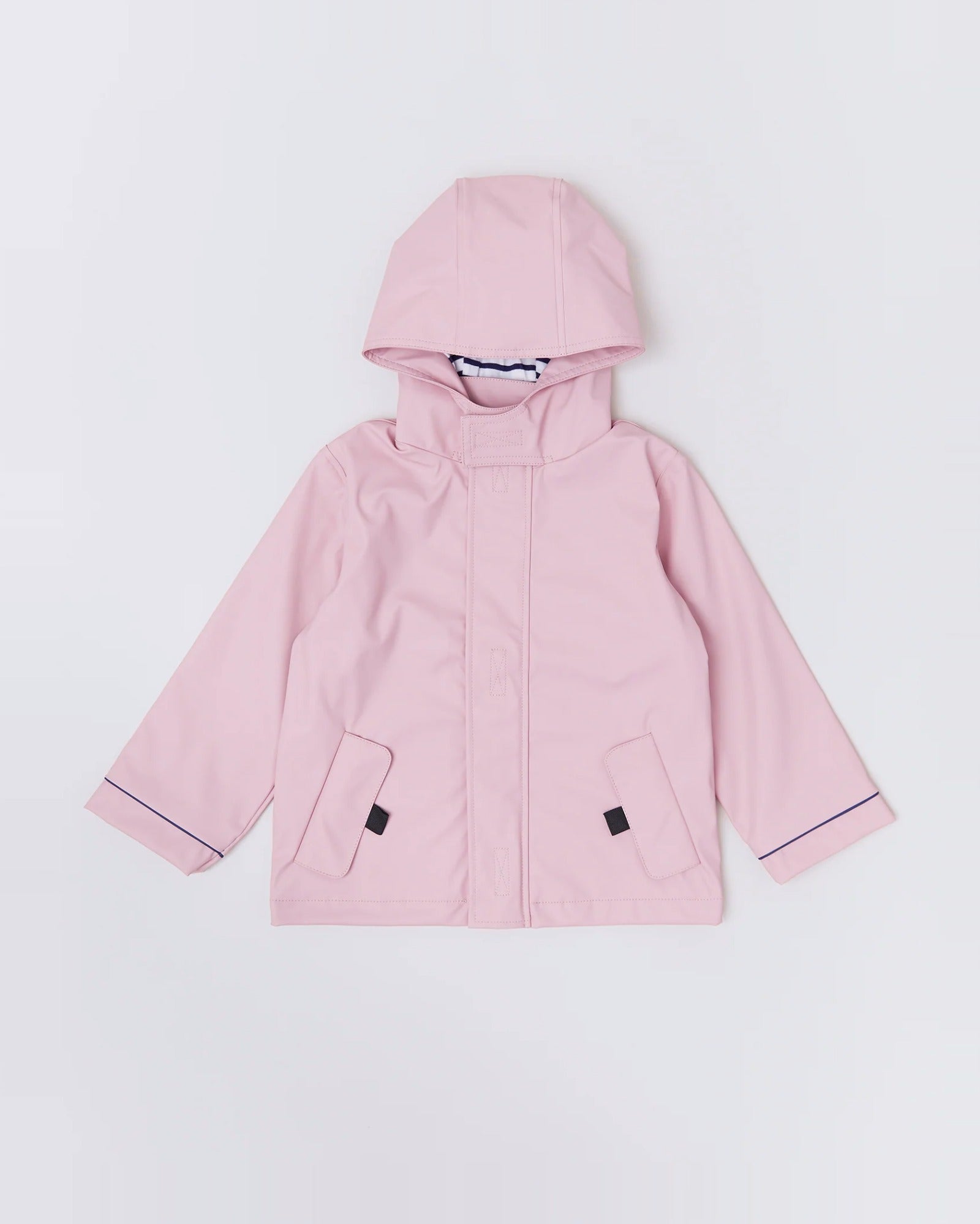 Kids waterproof Stripy Sailor raincoat in Blush Pink | Rainkoat