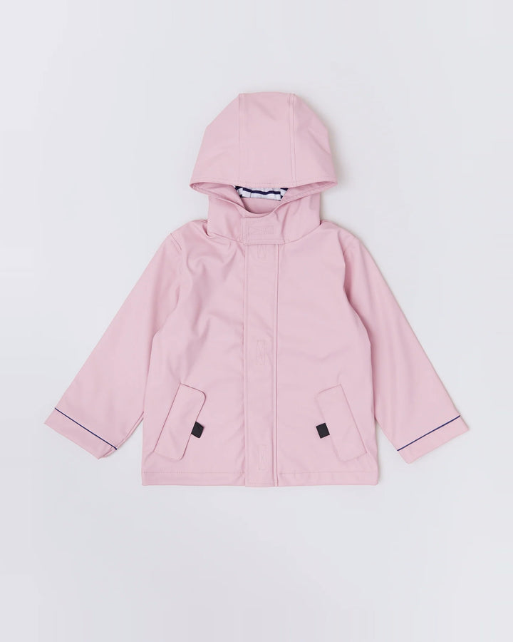 Kids waterproof Stripy Sailor raincoat in Blush Pink | Rainkoat