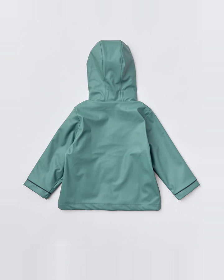 Kids waterproof Stripy Sailor raincoat in Forest Green | Rainkoat