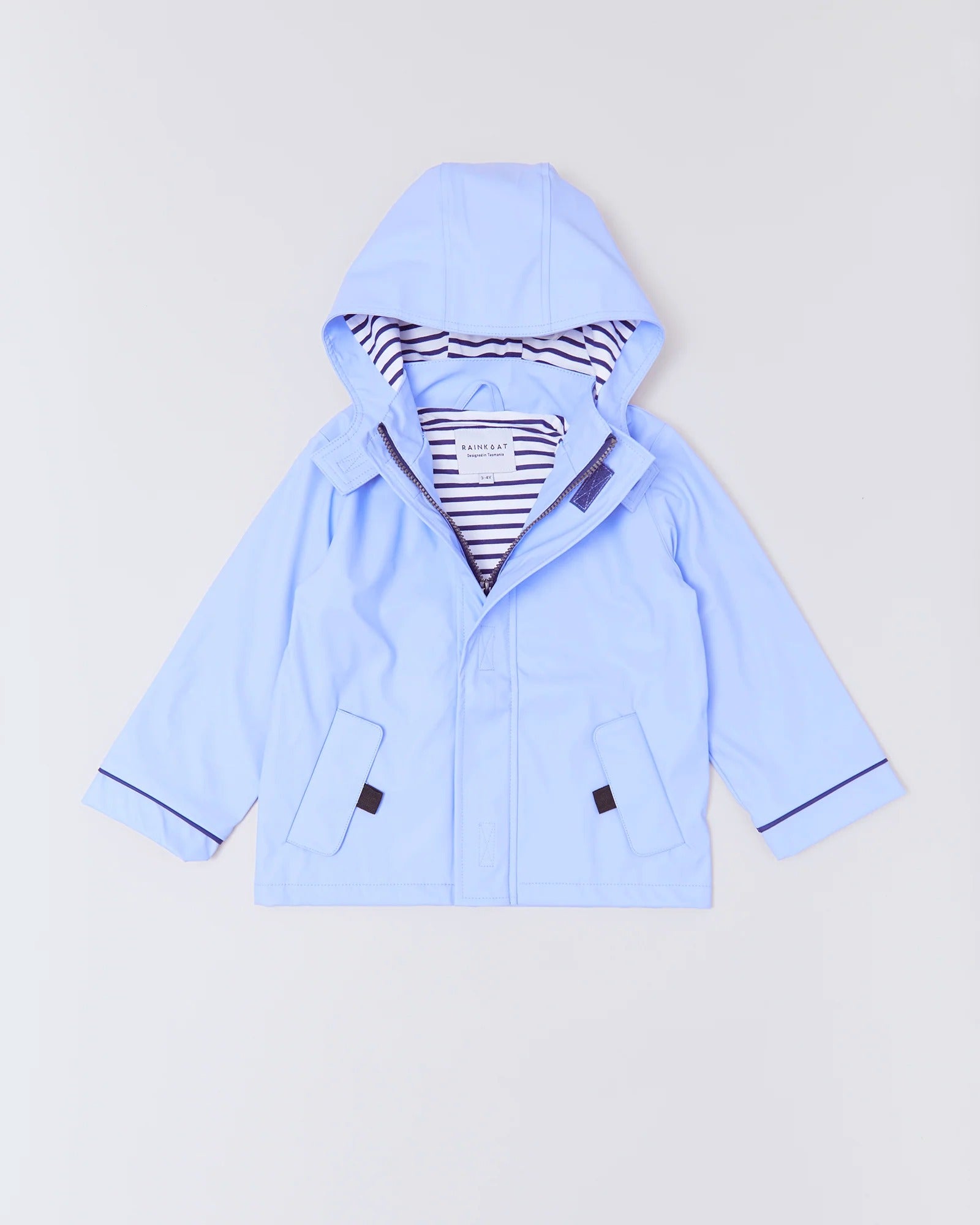 Kids waterproof Stripy Sailor raincoat in Lavender | Rainkoat