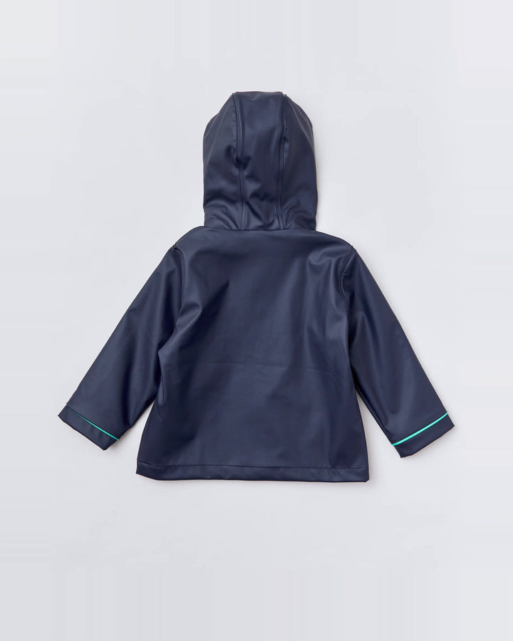 Kids waterproof Stripy Sailor raincoat in Midnight Navy | Rainkoat