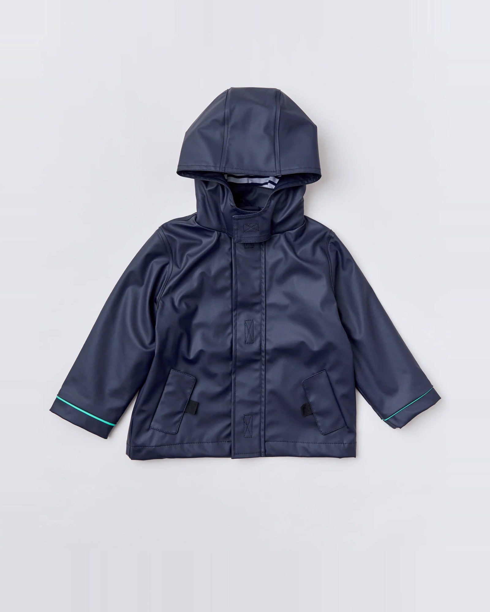 Kids waterproof Stripy Sailor raincoat in Midnight Navy | Rainkoat