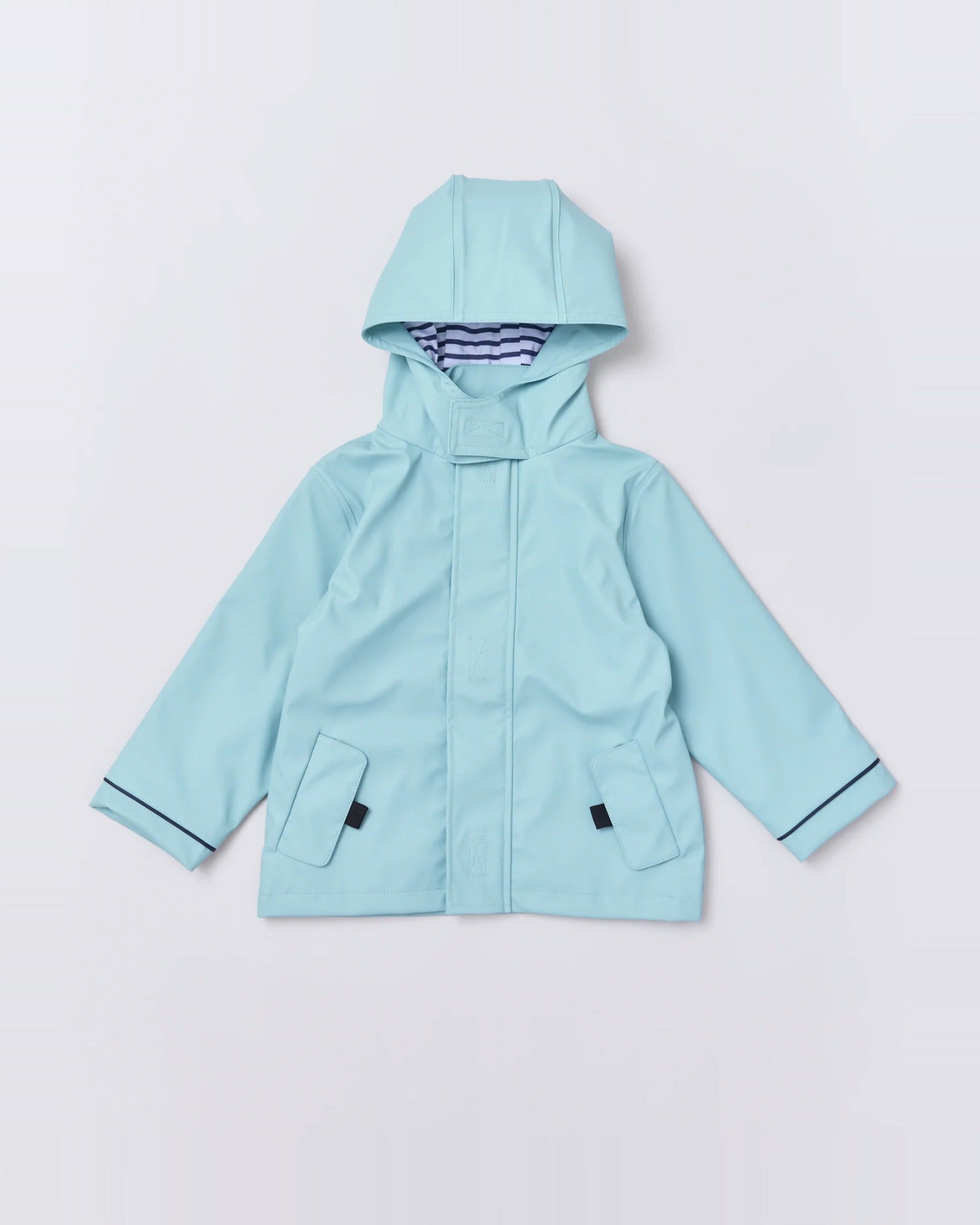 Kids waterproof Stripy Sailor raincoat in Seafoam | Rainkoat