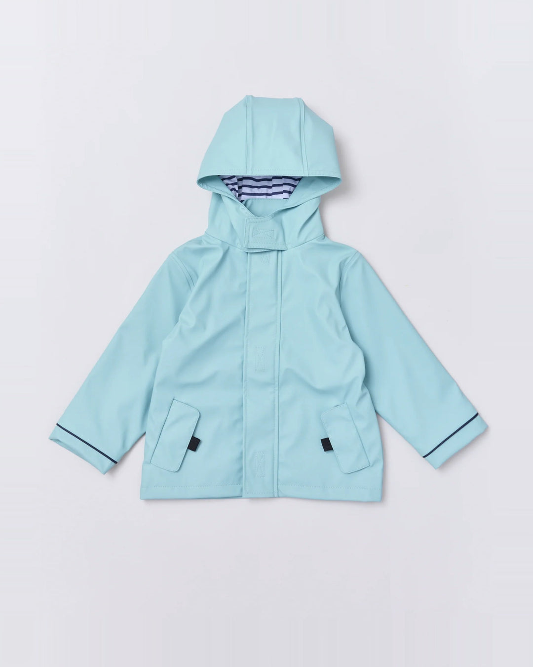 Kids waterproof Stripy Sailor raincoat in Seafoam | Rainkoat
