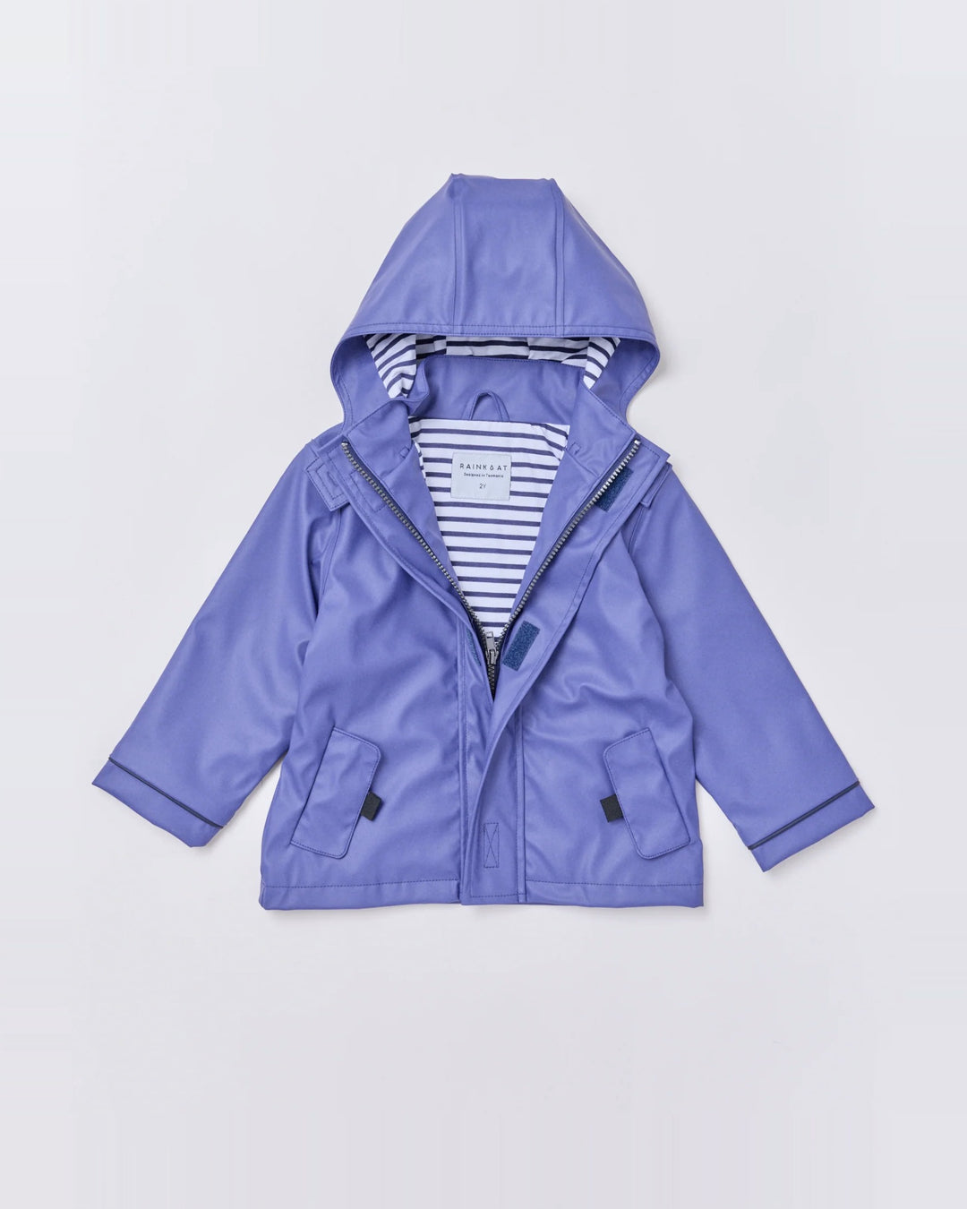 Kids waterproof Stripy Sailor raincoat in Skipper Blue | Rainkoat