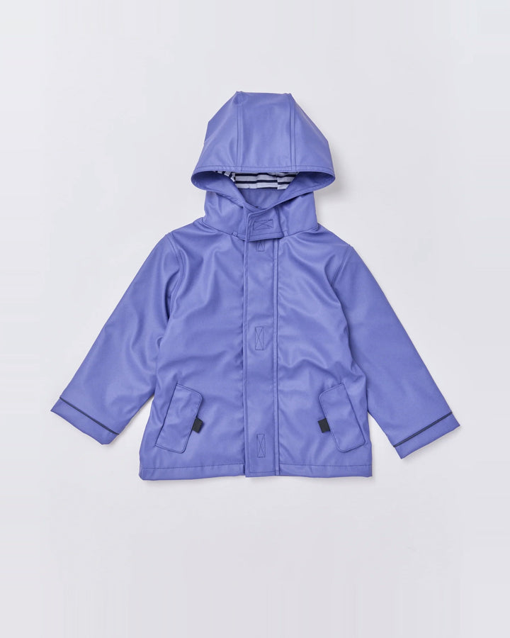 Kids waterproof Stripy Sailor raincoat in Skipper Blue | Rainkoat
