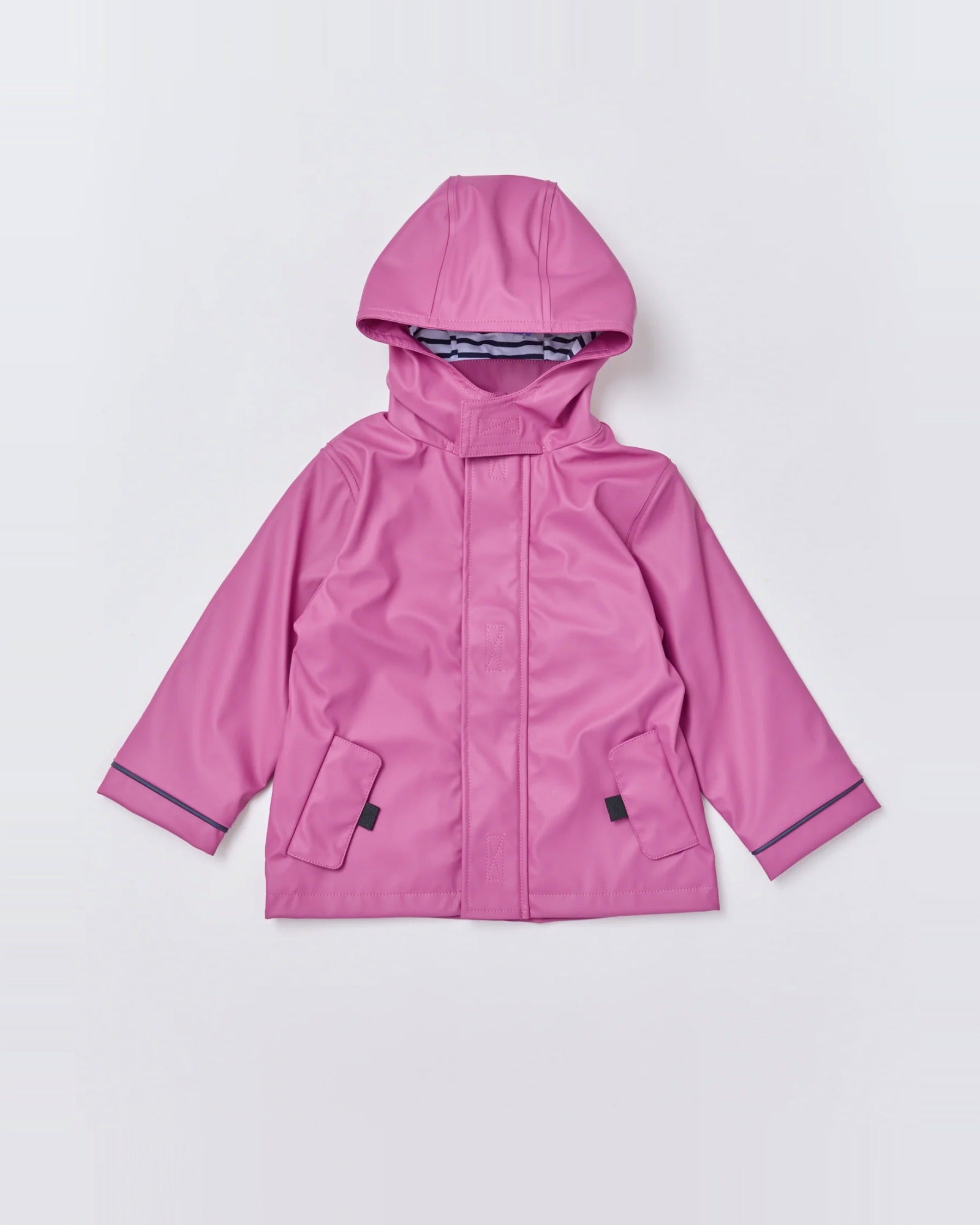 Kids waterproof Stripy Sailor raincoat in Wild Berry | Rainkoat